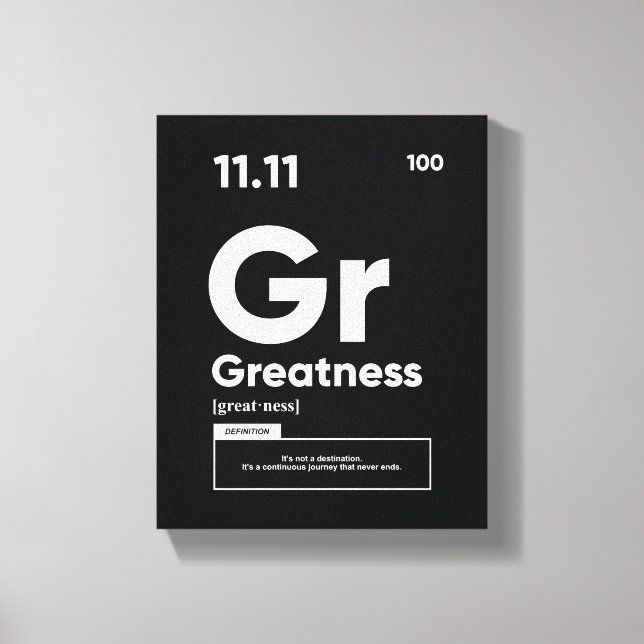 Toile Définition de grandeur | Citation Motivationnelle  (Recto)