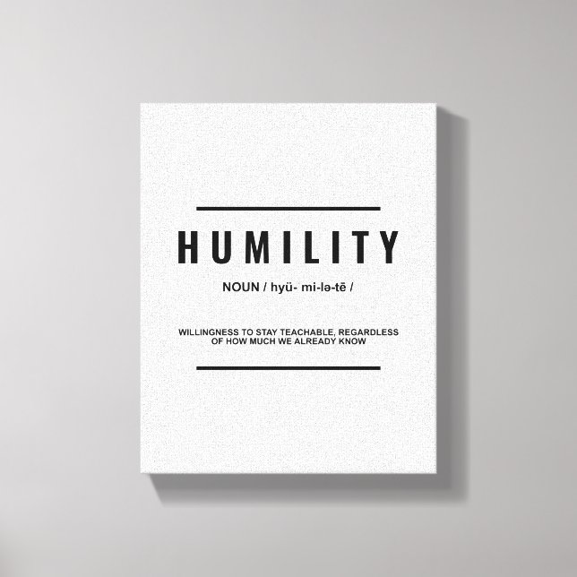 Toile Définition de l'humilité | Citation Inspiration (Recto)