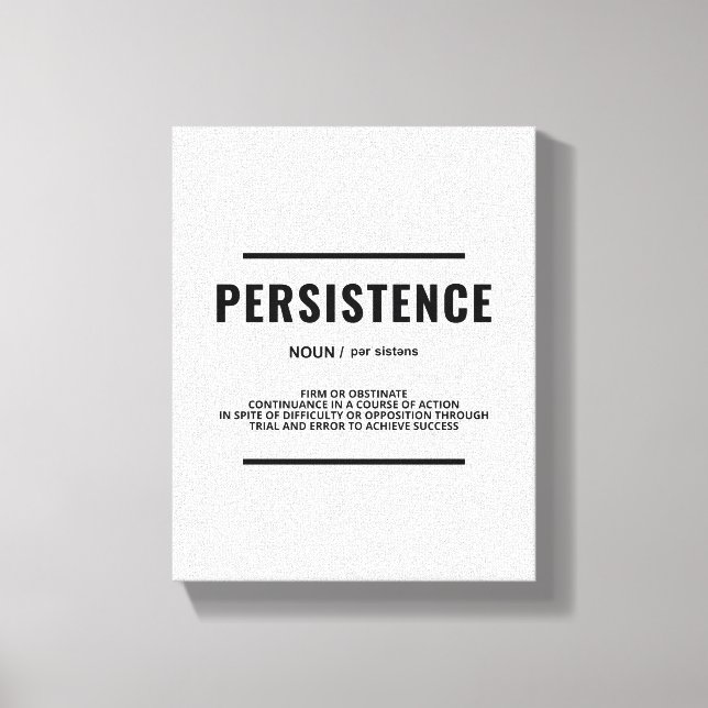 Toile Définition de persistance | OEuvre murale motivant (Recto)