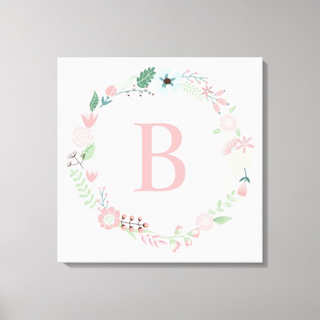 Toile Délicat Monogramme de couronne florale (Recto)