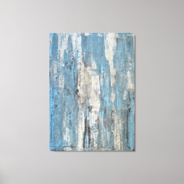 Toile "Delighted" Art Abstrait bleu et gris (Recto)