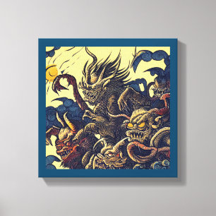 Toile Démons de fantasy - Gravure sur bois 4
