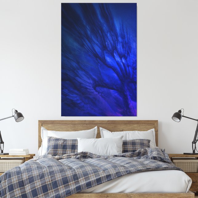 Toile Des ailes mystiques aux plumes bleues profondes (Insitu(Chambre))
