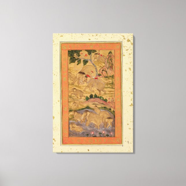 Toile Des chasseurs capturent des éléphants, de la grand (Recto)