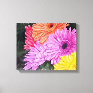 TOILE DES FLEURS GERBER BRILLANTES PEINTURE DE CANVAS EN