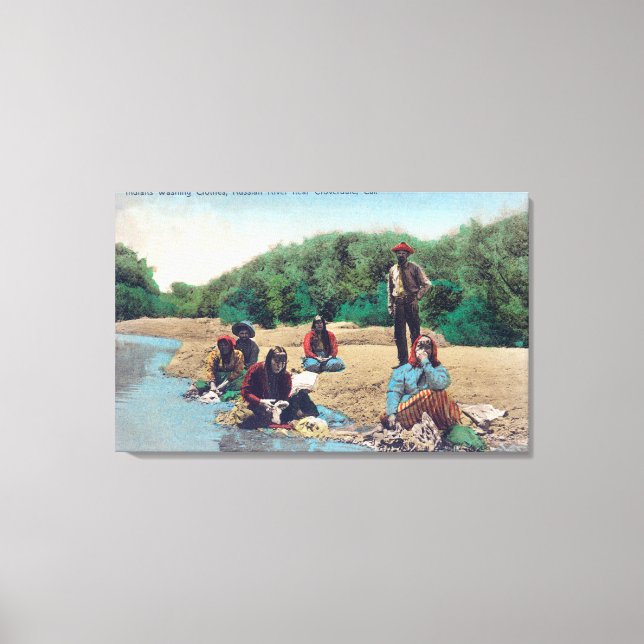 Toile Des Indiens lavent des vêtements dans la rivière r (Recto)