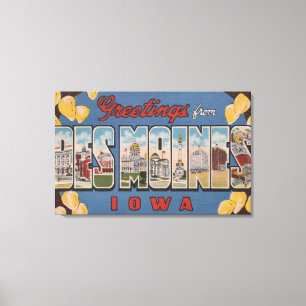 Toile Des Moines, Iowa - Grandes Lettres Scènes 2