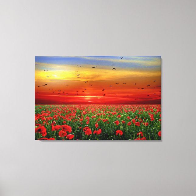 Toile Des Oiseaux De Coucher De Soleil Étonnants Sur Le  (Recto)
