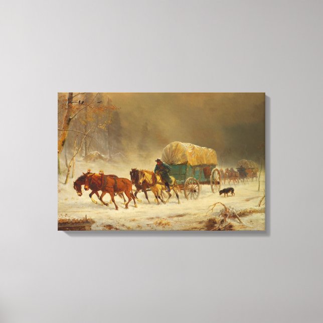 Toile Des pionniers bravent une tempête de neige rentran (Recto)