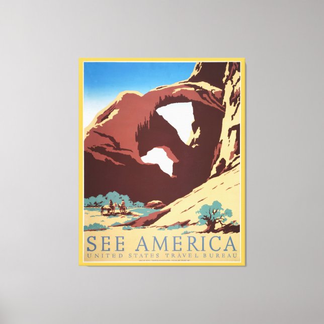 Toile Désert de Cowboy Chevaux Vintages de l'Ouest (Recto)