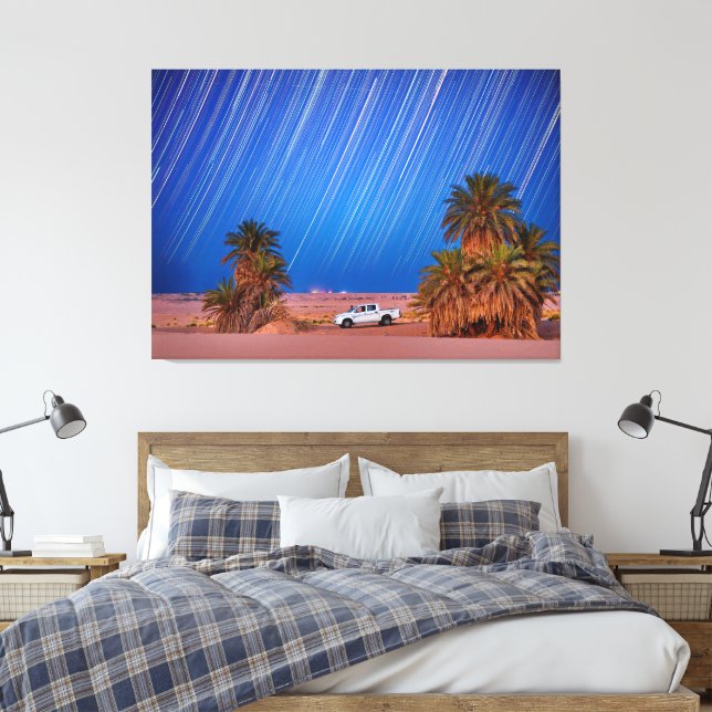 Toile Desert Star Trails : Palm Trees & Pickup Truck Nig (Insitu(Chambre))