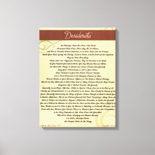 Toile DESIDERATA Poem=Max Ehrmann=Toile à grains de bois