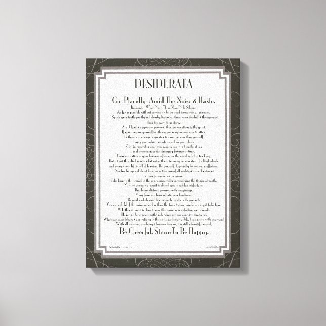 Toile DESIDERATA Poème de Max Ehrmann (Recto)