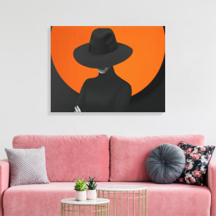 Toile Design élégant Casquette Lady Noir & Orange
