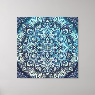 Toile Design Mandala dégradé bleu