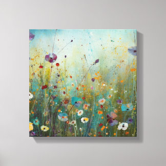 Toile Design paysager aux fleurs turquoise