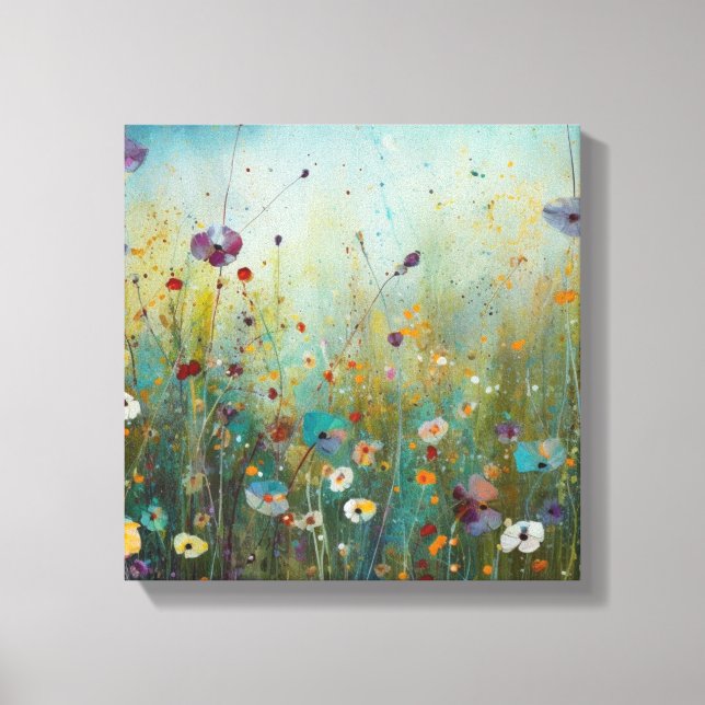 Toile Design paysager aux fleurs turquoise (Recto)
