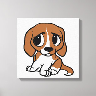 Toile dessin animé beagle rouge blanc