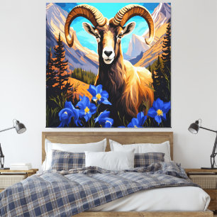 Toile Dessin animé d'un mouton bighorn du Colorado Blue