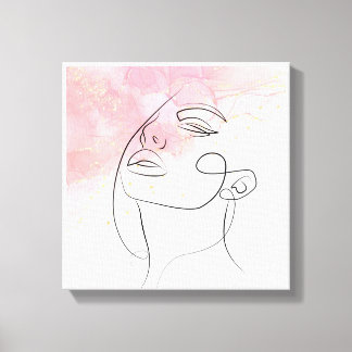 Toile Dessin d'art de trait Femme contour de mur Art