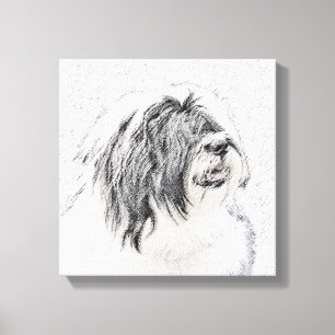 Toile Dessin de collie à oreilles - Joli art original d