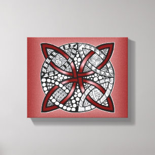 Toile Dessin de gribouillis rouge noeud celtique
