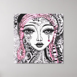 TOILE DESSIN DE LIGNE DÉTAILLÉE DE PORTRAIT BLANC NOIR