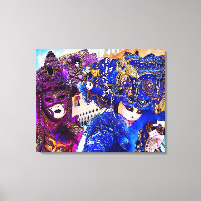 Toile Dessin du Carnaval de Venise Masques traditionnels (Recto)