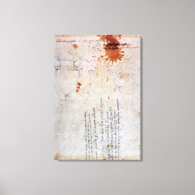 Toile Dessin d'une Urne et figure avec des notes (Recto)