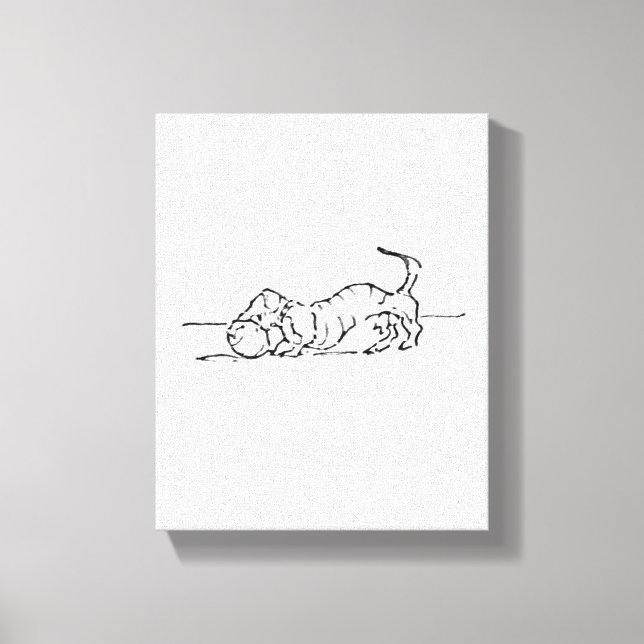 Toile Dessin humoristique de chien saucisse (Recto)