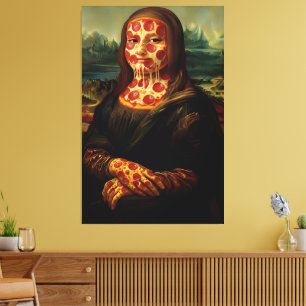 Toile Dessin humoristique parodiant une pizza