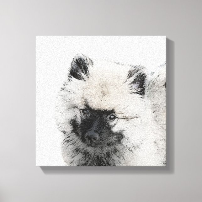 Toile Dessin Keeshond Chiot - Joli dessin original Chien (Recto)