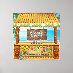 Toile Dessin photo de la plage bleue Tiki Shack