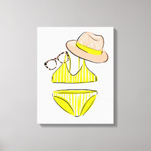 Toile Détendez-vous au soleil - maillot de bain jaune