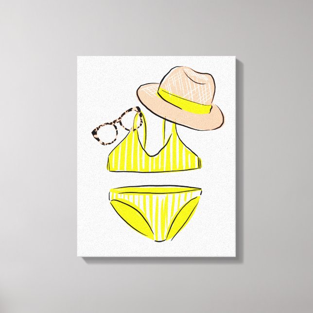 Toile Détendez-vous au soleil - maillot de bain jaune (Recto)