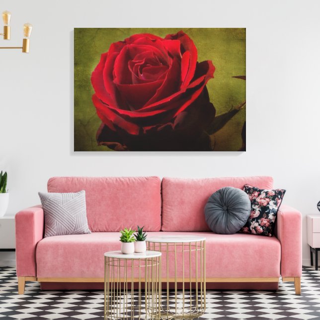 Toile d'étirement de rose rouge texturée (Insitu(Salon))