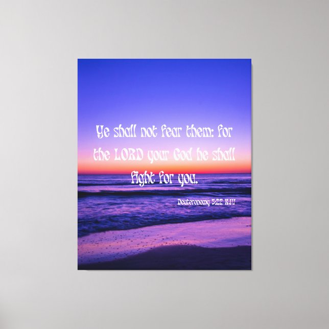 Toile Deutéronome 3:22 Bible Verse KJV Pic Wall Art (Recto)