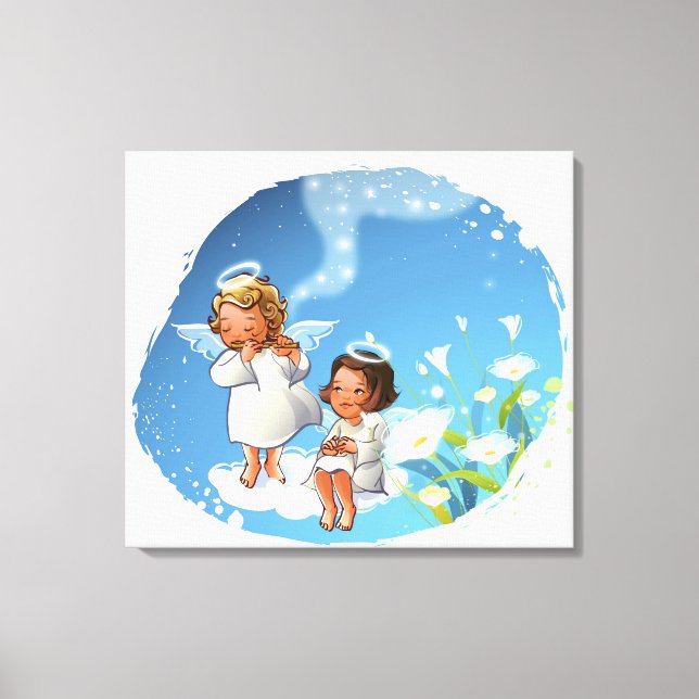 Toile Deux anges assis sur les nuages (Recto)