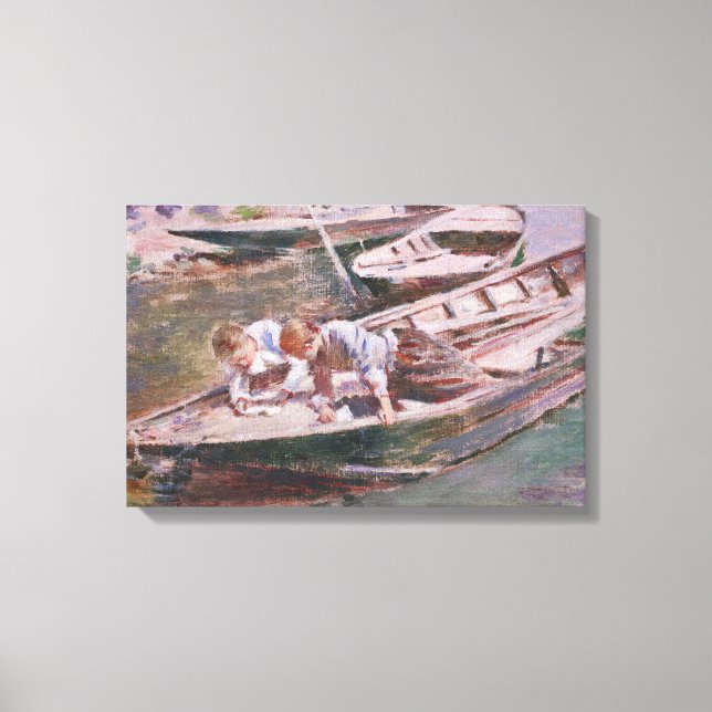 Toile Deux garçons en bateau (par Theodore Robinson) (Recto)