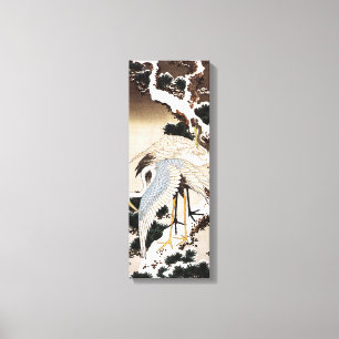 Toile Deux grues sur un pin recouvert de neige, Hiroshig