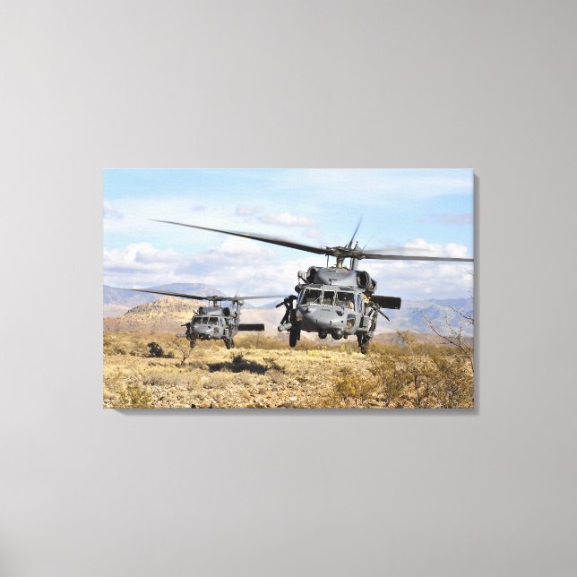 Toile Deux hélicoptères HH-60 Pavehawk se préparent à at (Recto)