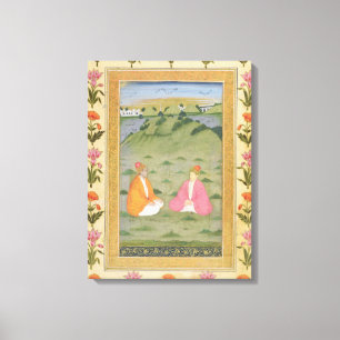 Toile Deux nobles assis dans un paysage, du petit C