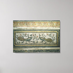 Toile Deux paons, détail décoratif de frontière d'un