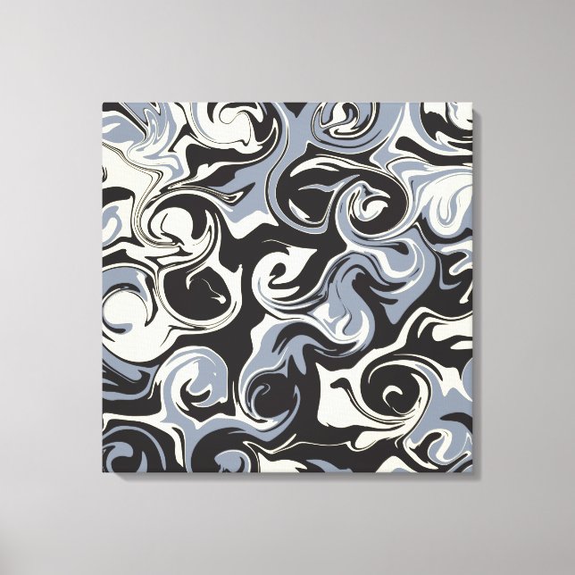 Toile Déversement - Noir, Gris et Crème (Recto)