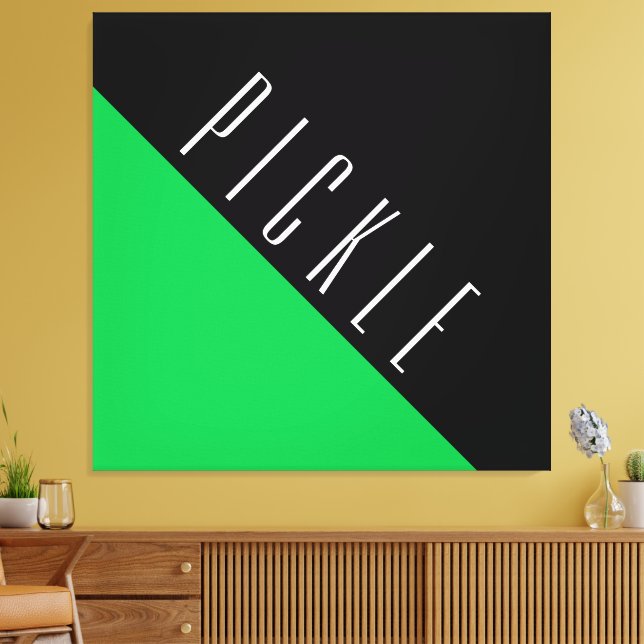 Toile Devise de Pickleball Noir Vert Clair (Insitu(Salon))