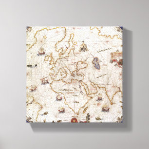 Toile Diagramme de Portolan du monde   1519