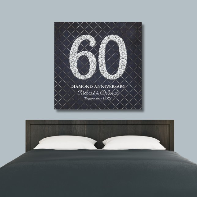 Toile Diamant 60ème anniversaire Mariage Real (Diamond 60th Wedding Anniversary Real Canvas Print
)