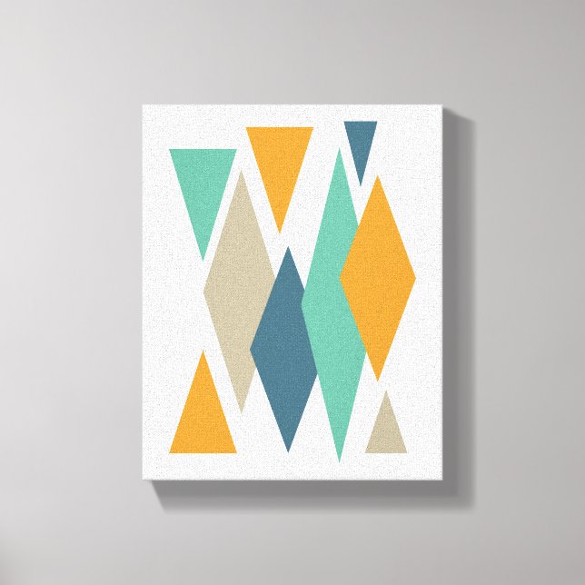 Toile Diamants bleus orange et turquoise Mi-siècle (Recto)