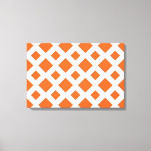 Toile Diamants orange sur blanc