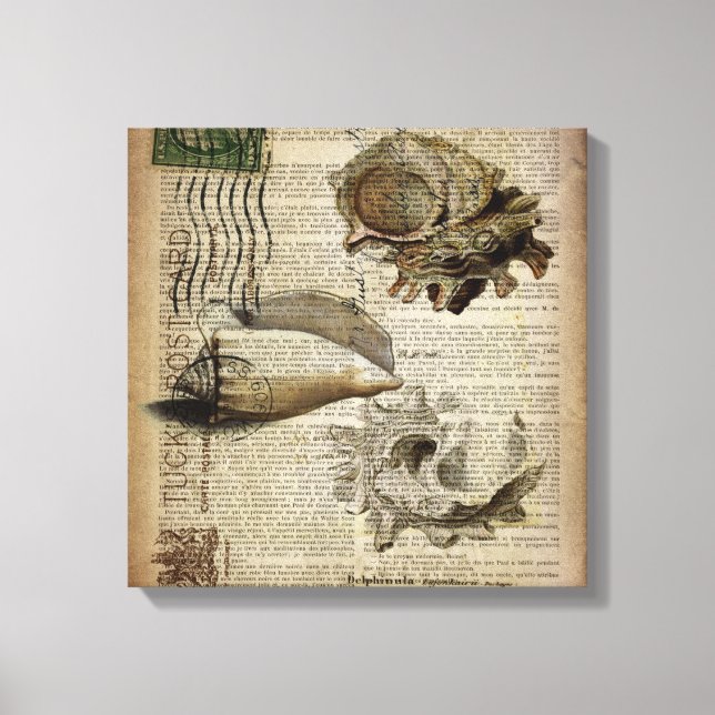 Toile dictionnaire de plage imprimer moderne coquillage  (Recto)